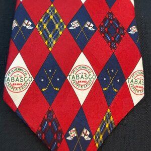Tabasco Brand Mens 100% Silk Tie Golf Club Flags Peppers Diamon